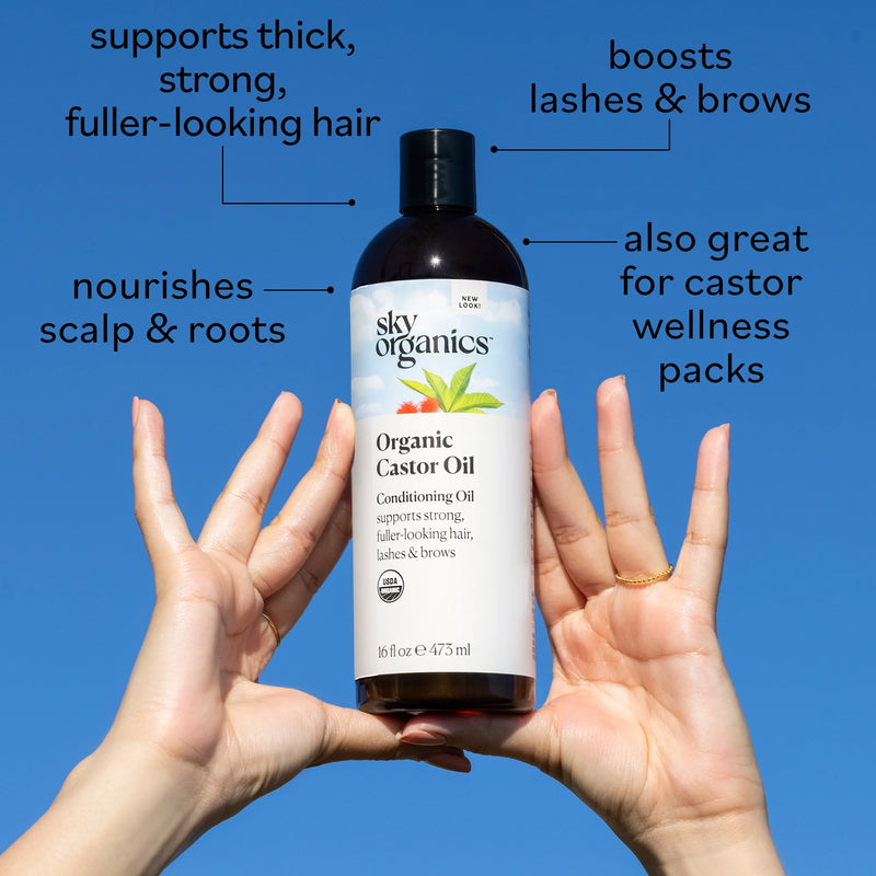 Organic Castor Oil to Condition for Fuller-Looking Hair, Lashes, and Brows, 16 Fl Oz