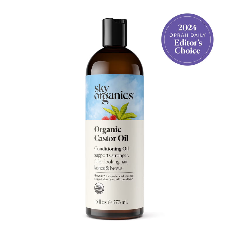 Organic Castor Oil to Condition for Fuller-Looking Hair, Lashes, and Brows, 16 Fl Oz